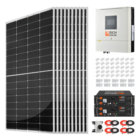 Rich Solar 2500W 48VDC 120VAC Complete Hybrid Solar Kit