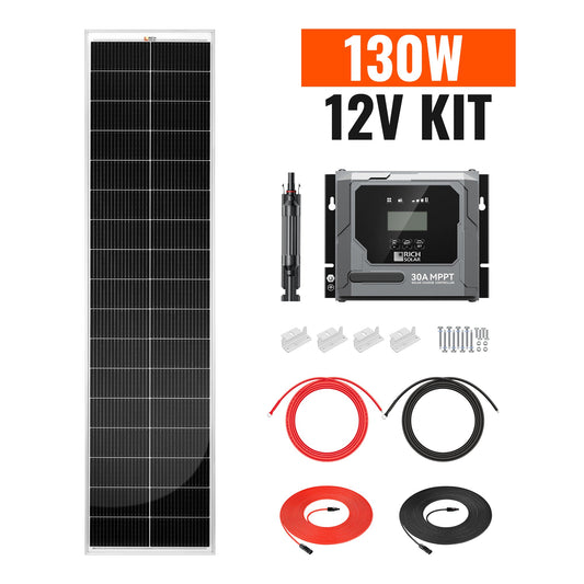 Rich Solar 130W Slim Solar Panel Kit | 12V Off-Grid Mono Panel RS-M130SL