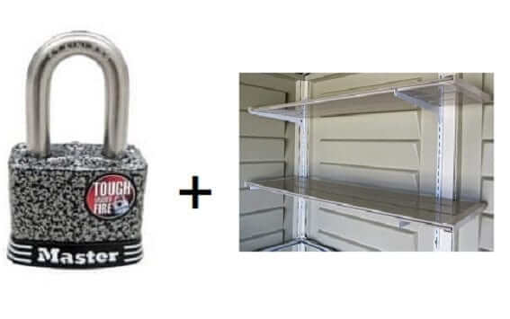 Duramax 10' x 4' SideMate Plus ProStorage Shed Shelves Padlock 36825