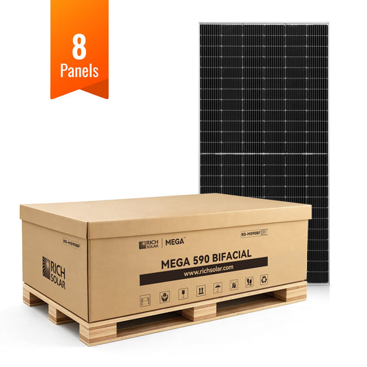Rich Solar MEGA 590W Bifacial Solar Panel Bundles (8, 10, 12, 36 Panels)