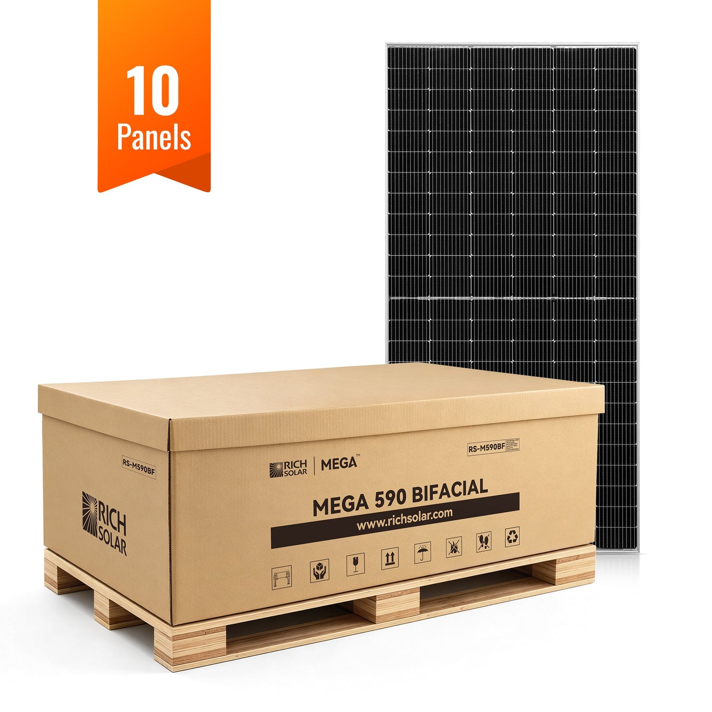 Rich Solar MEGA 590W Bifacial Solar Panel Bundles (8, 10, 12, 36 Panels)