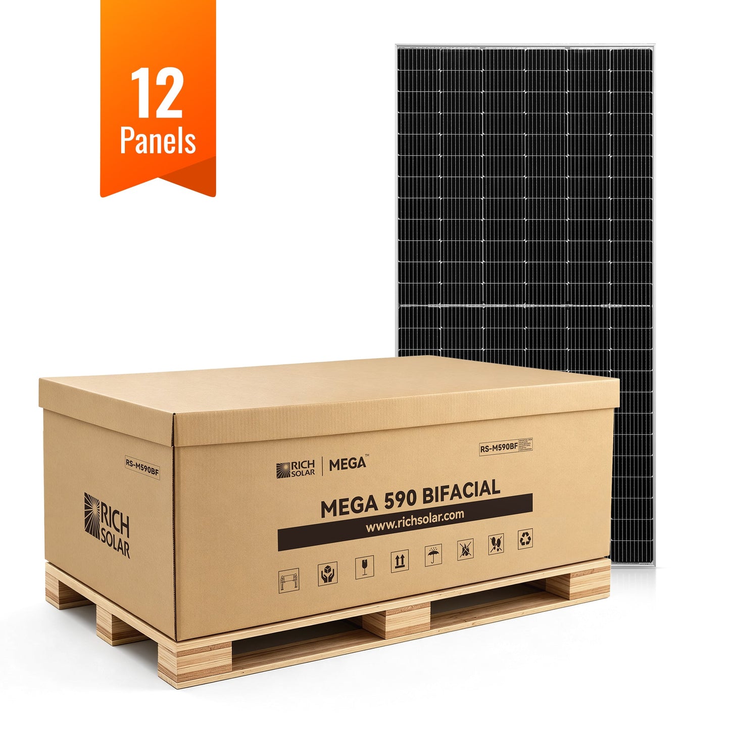 Rich Solar MEGA 590W Bifacial Solar Panel Bundles (8, 10, 12, 36 Panels)
