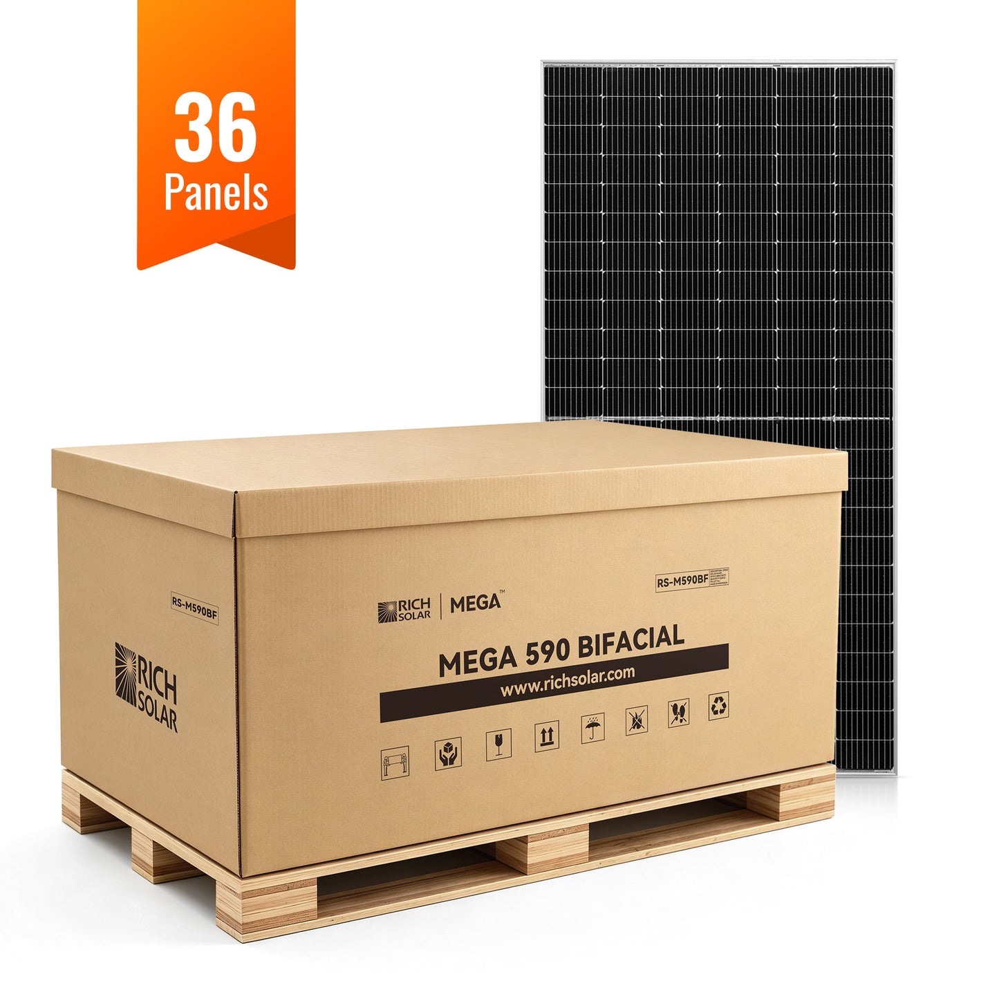 Rich Solar MEGA 590W Bifacial Solar Panel Bundles (8, 10, 12, 36 Panels)