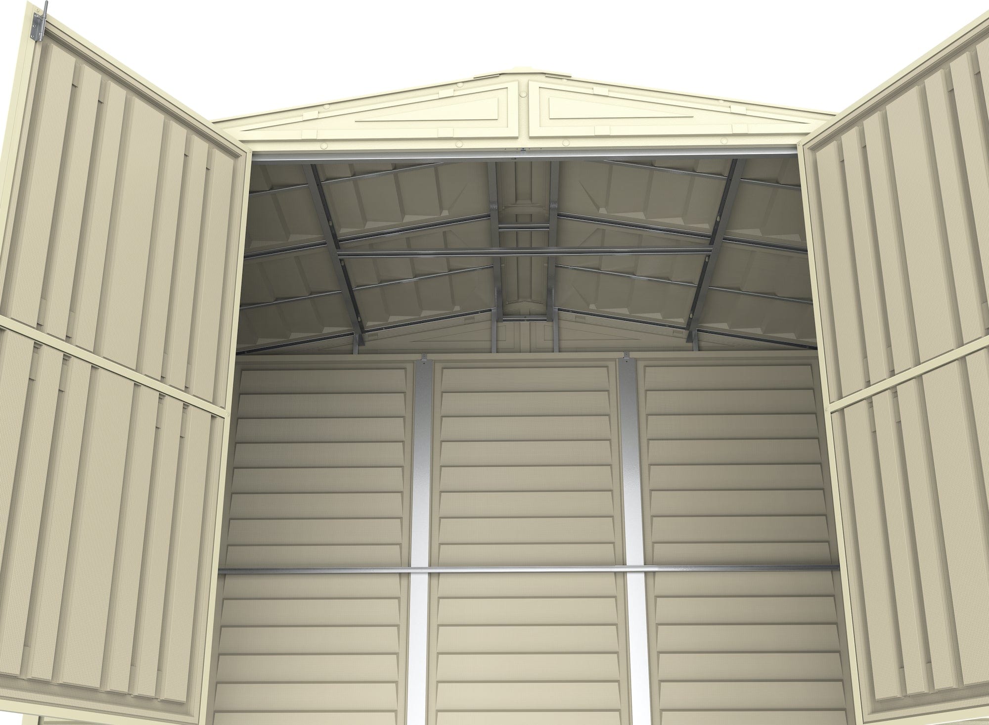 Duramax 8' x 5.5' DuraMate Shed with Foundation Kit Door Open 00184