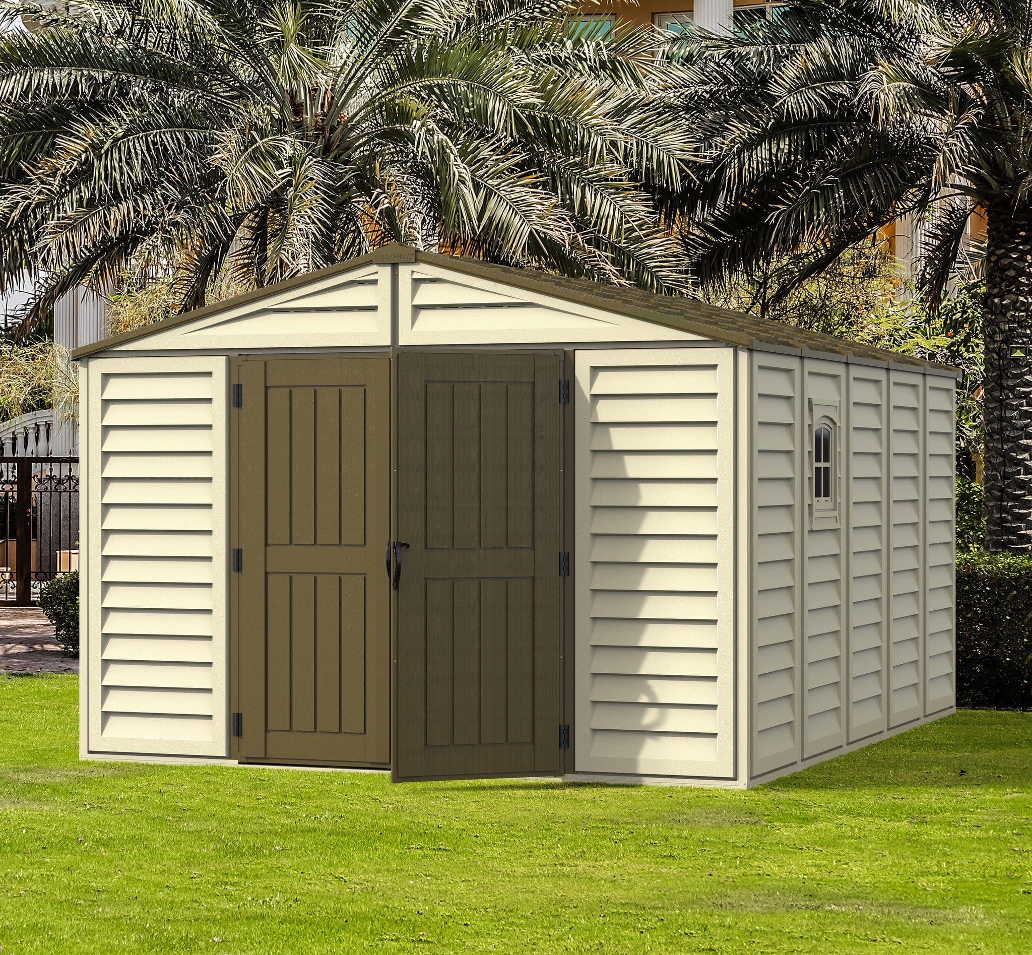 Duramax 10.5' x 13'  Woodbridge Vinyl Shed with Foundation 40234 CA